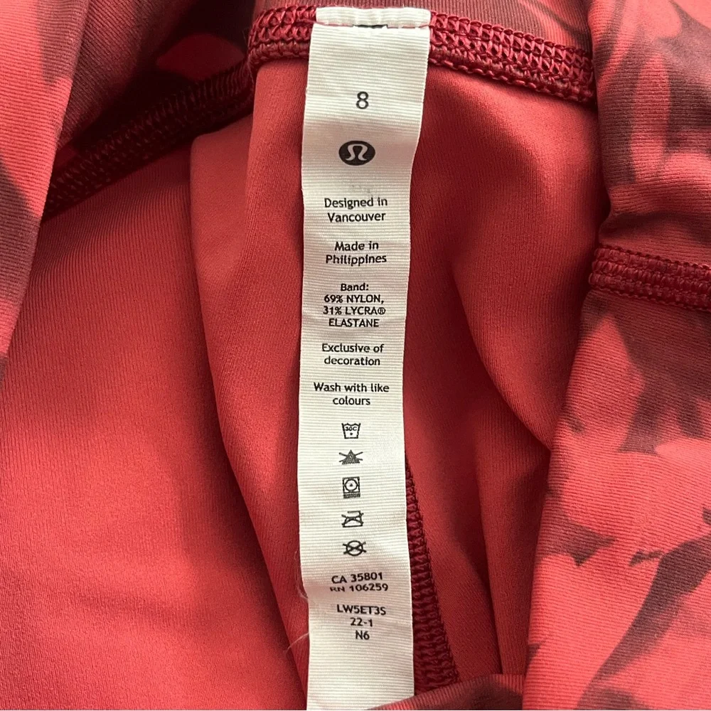 🍋LIKE NEW Lululemon Wunder Under HR 25” - Spray Leaf Fireside Red Multi - Sz 8 - Picture 6 of 12